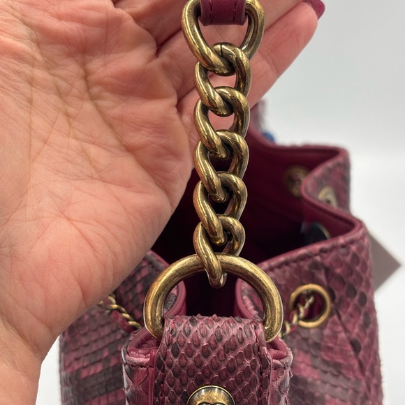 Chanel Paris Rome Drawstring CC Bag Red Python Gabrielle with FULL Inclusion - Picture 4 of 16